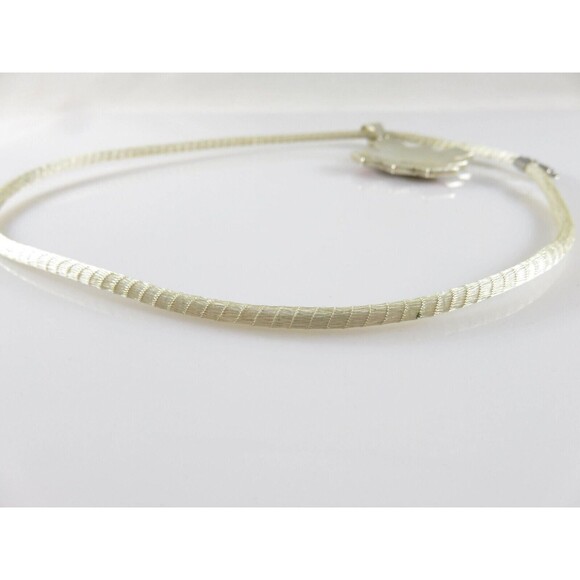 Sterling Silver Mesh Slide Necklace Southwestern Hardstone Geometric Pendant - Picture 7 of 10